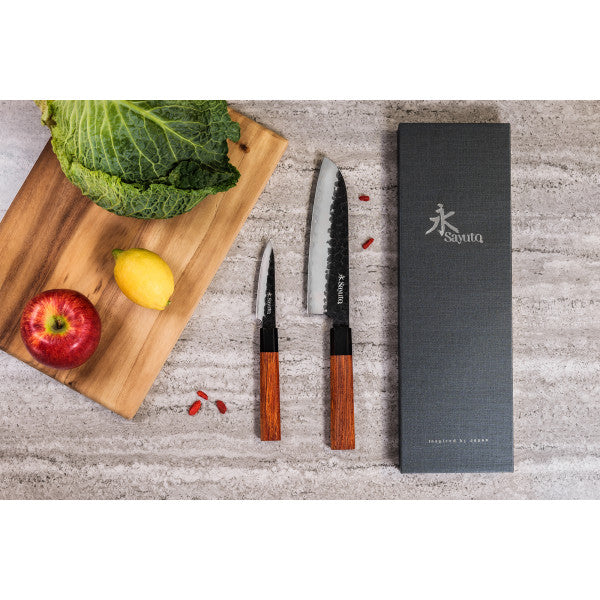 Set 2 couteaux Sayuto Sequoia San Mai office et santoku Sayuto - Mathon - 2
