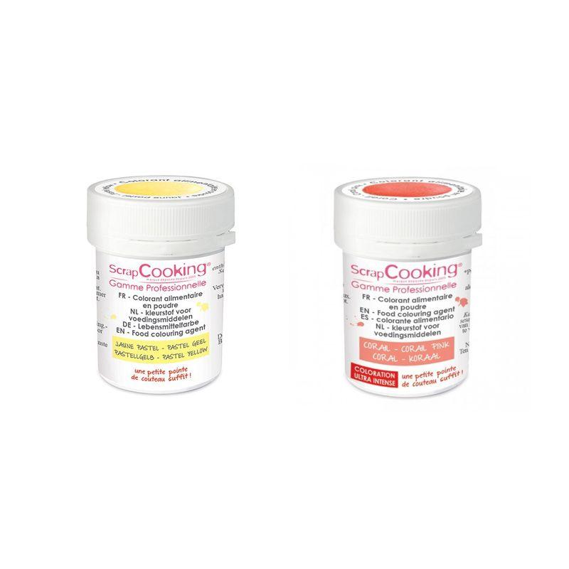 2 colorants alimentaires en poudre - jaune pastel-corail Scrapcooking - Mathon