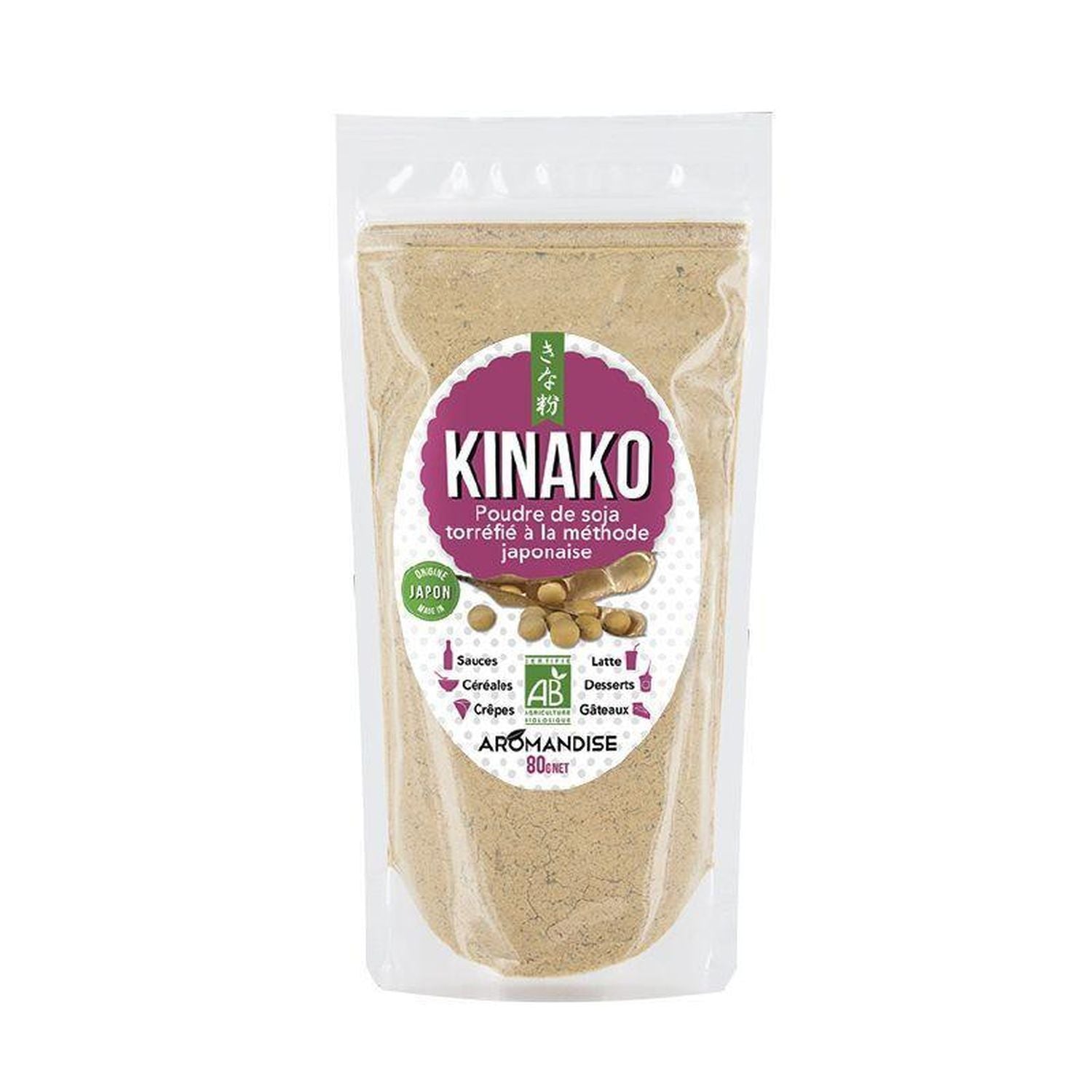 Poudre de soja torréfié biologique Kinako 1 kg Aromandise - Mathon