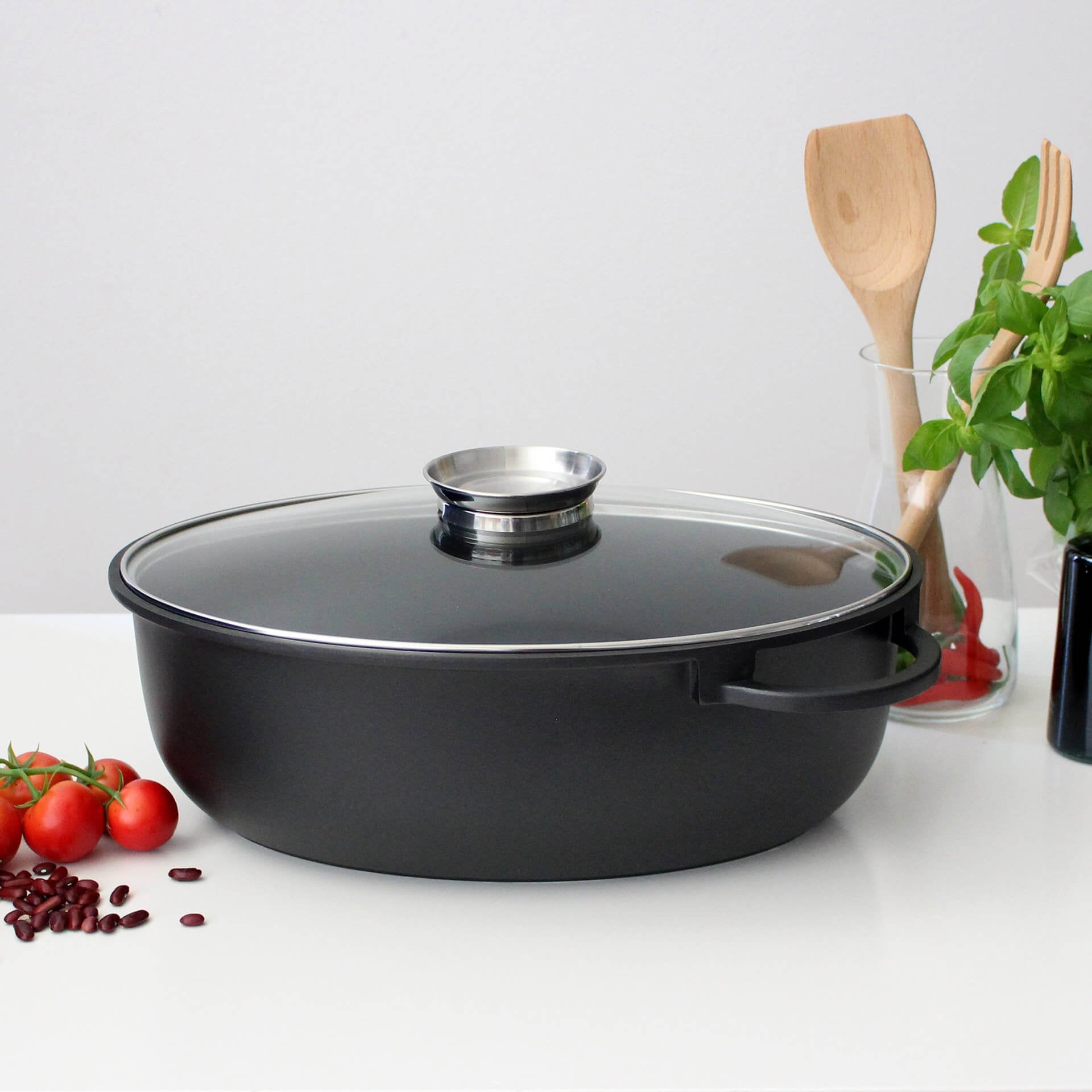 Gietijzeren ovale braadpan in Mat Zwart 27cm 4,1l