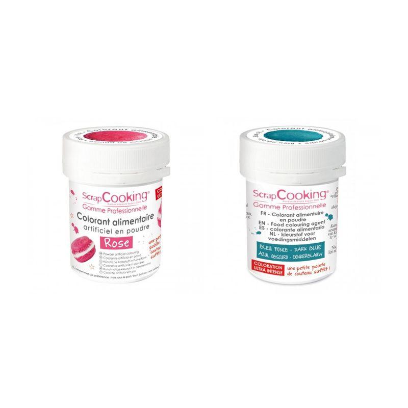 2 colorants alimentaires en poudre - rose-bleu foncé Scrapcooking - Mathon