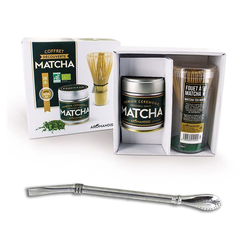 Coffret Découverte du thé Matcha + paille inox avec filtre Aromandise - Mathon