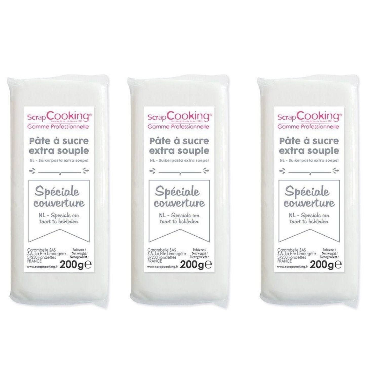 Pâte à sucre de couverture blanche 600 g Scrapcooking - Mathon