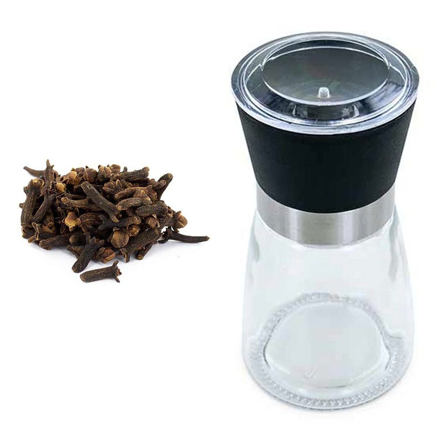 Moulin à épices en verre et céramique + clous de girofle bio Aromandise - Mathon