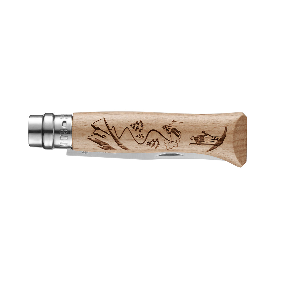 Couteau gravé lame 8.5 cm Sport Ski Opinel - Mathon - 2