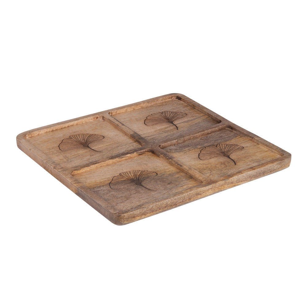 Plat pour apéritif 4 compartiments Ginkgo 35,3x35,3 cm Table passion - Mathon - 2